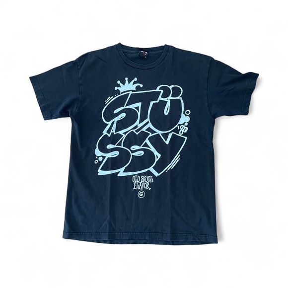 Vintage Y2K 90’s Stussy Graffiti Old Skool Flavor Short Sleeve T Shirt Sz Large - Picture 1 of 7